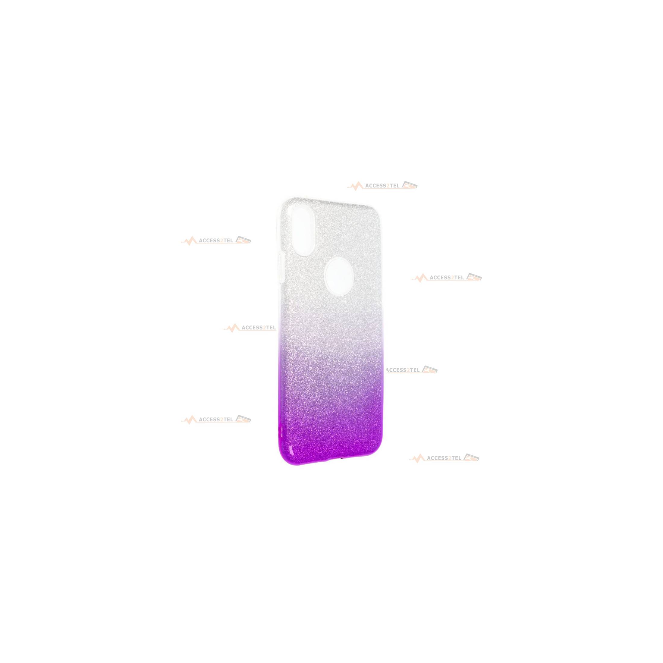 coque renforcée pour iphone XS max paillettes dégradé violet