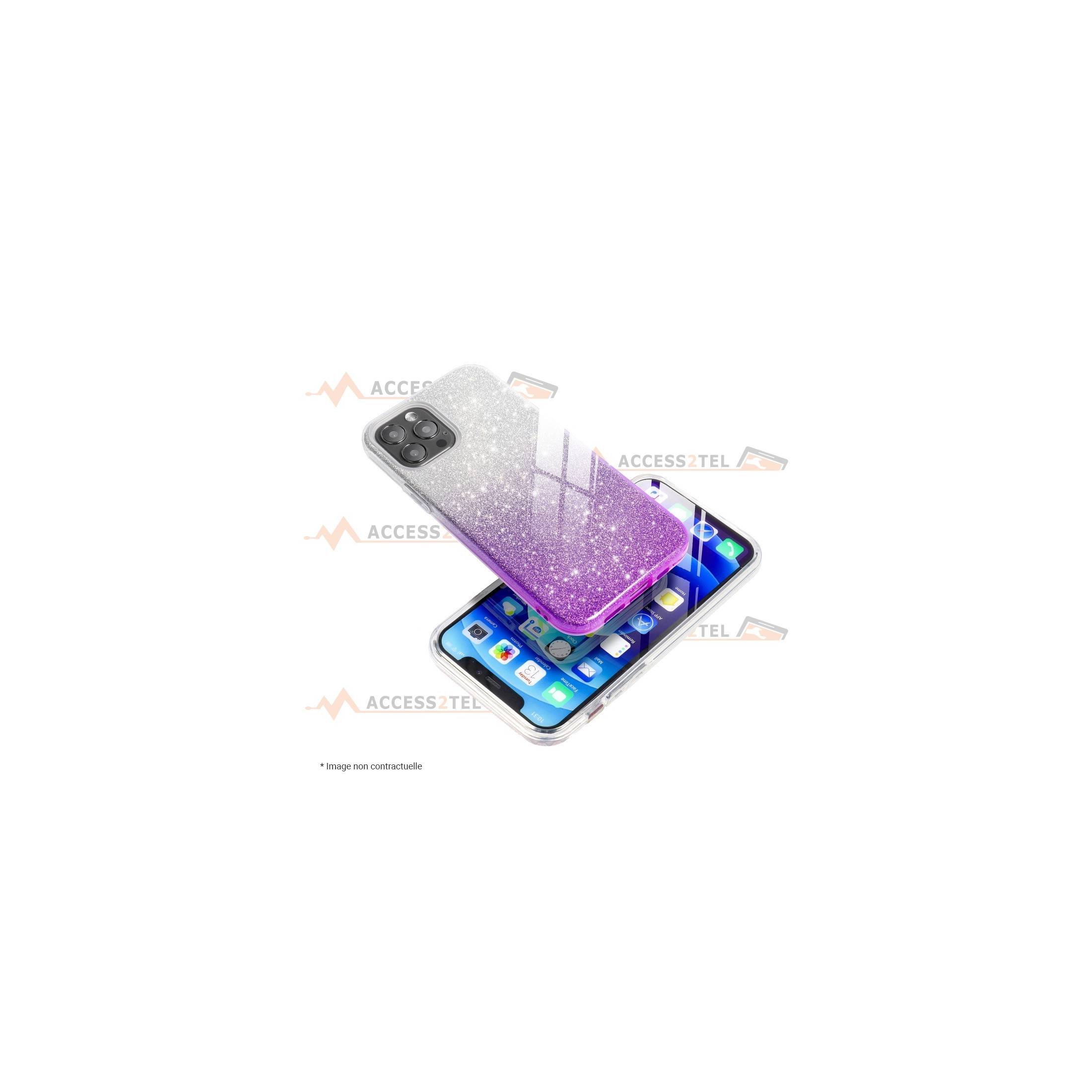 coque renforcée pour iphone XS max paillettes dégradé violet smartphone