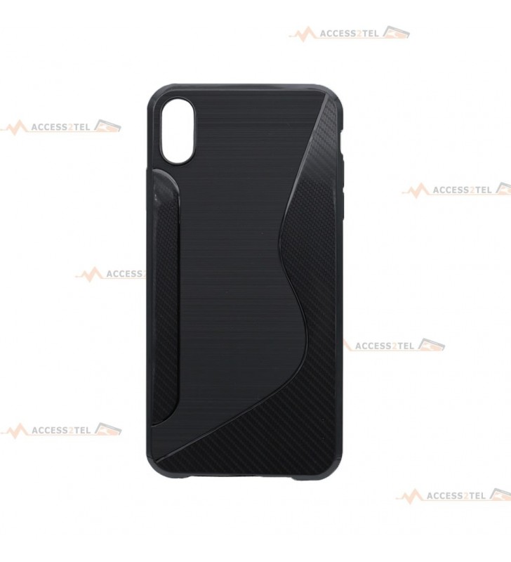 coque pour iphone XS max en silicone noir design carbone