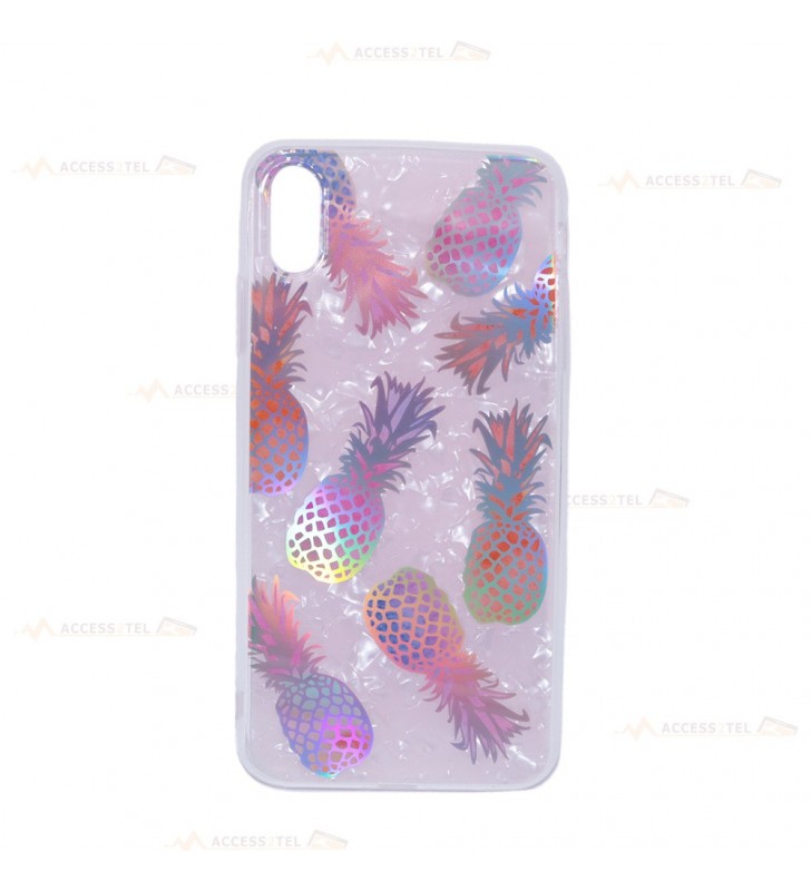 coque de téléphone rose froissé avec ananas holographiques pour iphone XS max