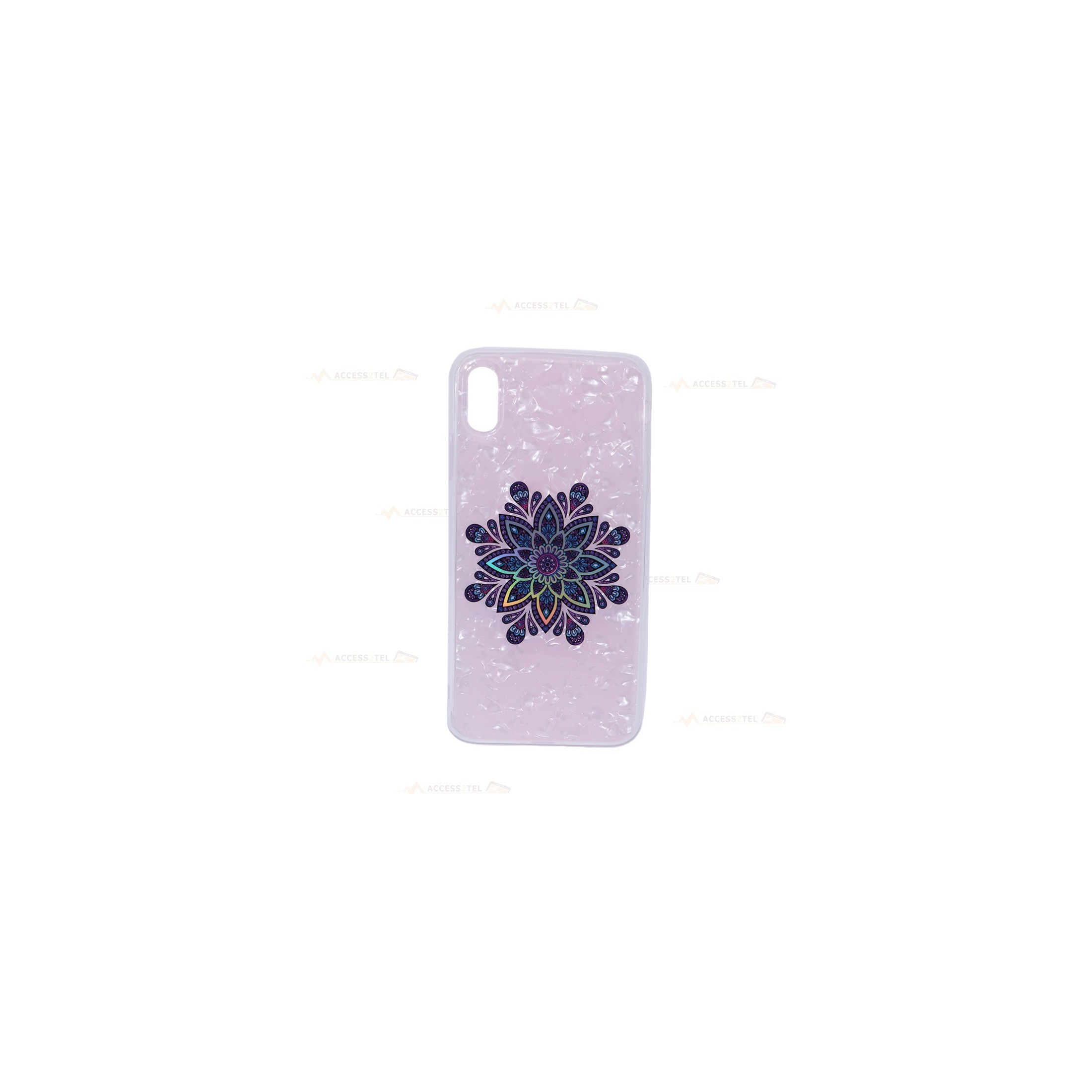 coque de téléphone rose froissé avec un mandala holographique pour iphone XS max