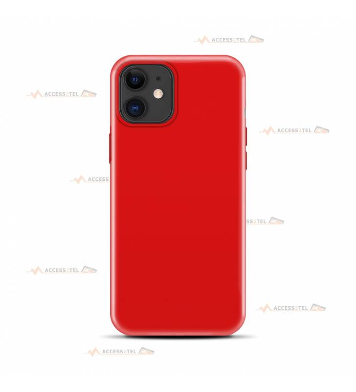 coque pour iphone 11 en silicone soft touch et intérieur microfibre rouge