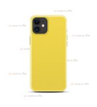 coque pour iphone 11 en silicone soft touch et intérieur microfibre jaune fluo