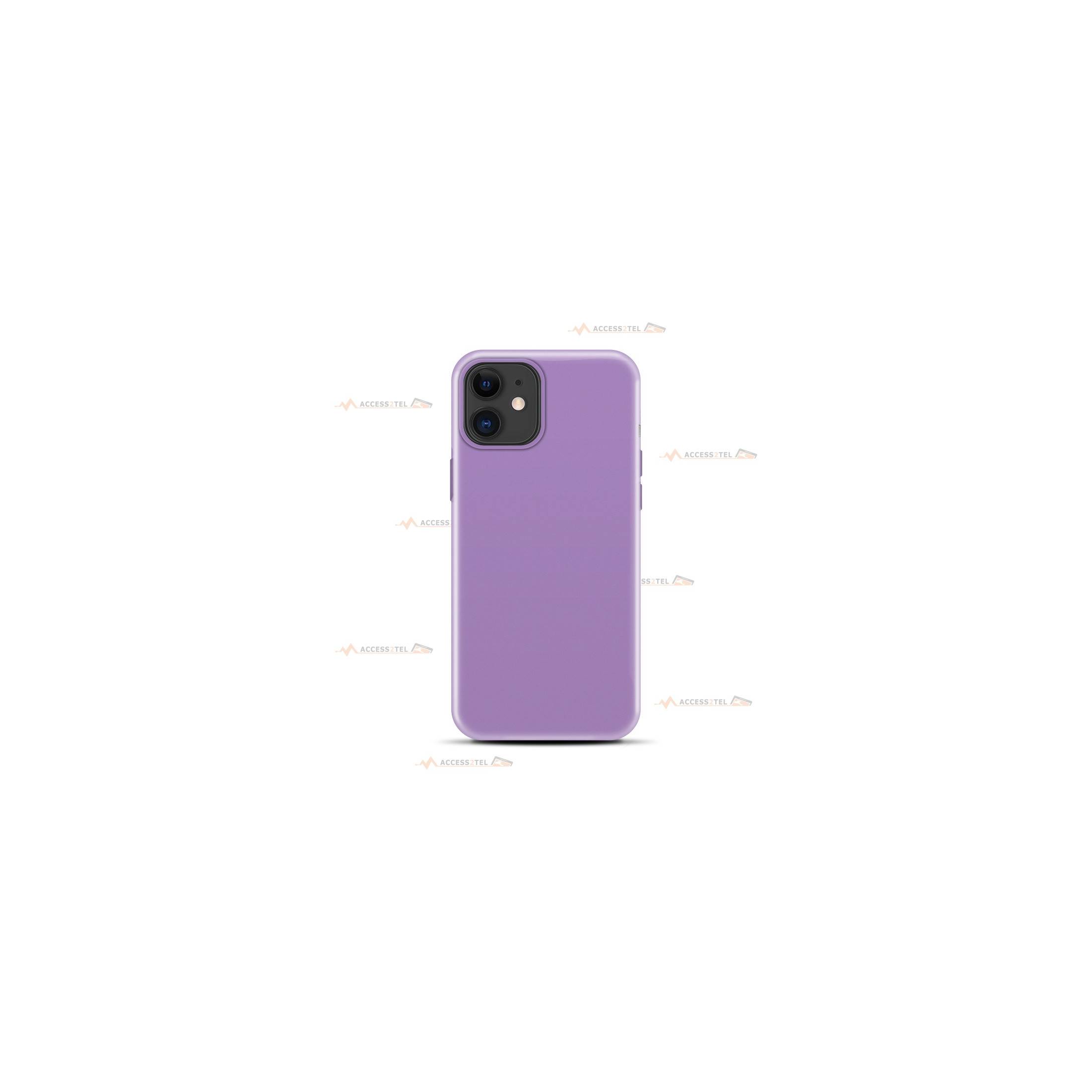 coque pour iPhone 11 en silicone soft touch et intérieur microfibre violet lilas