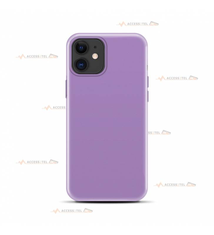 coque pour iPhone 11 en silicone soft touch et intérieur microfibre violet lilas