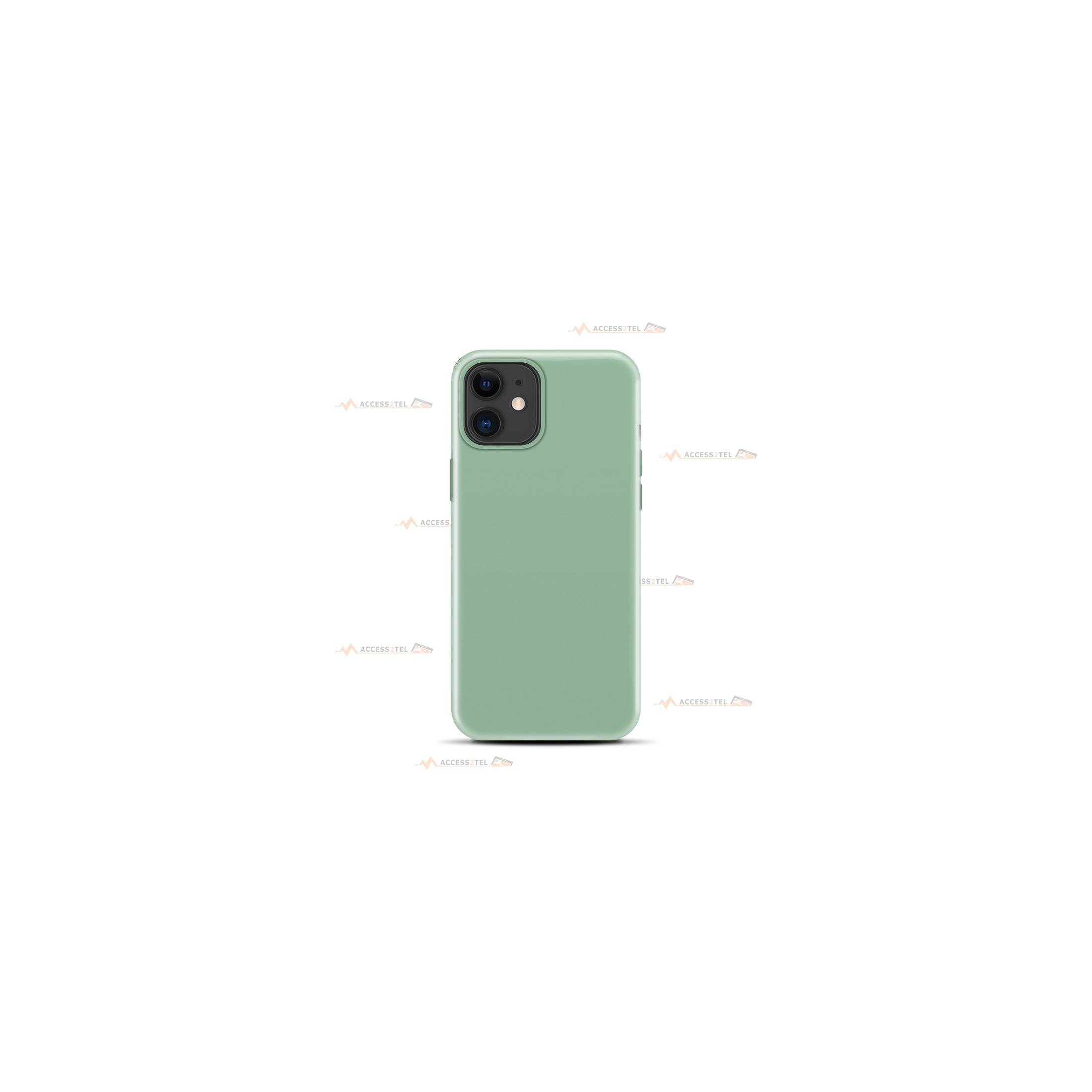 coque pour iPhone 11 en silicone soft touch et intérieur microfibre vert d'eau