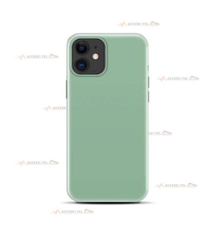 coque pour iPhone 11 en silicone soft touch et intérieur microfibre vert d'eau