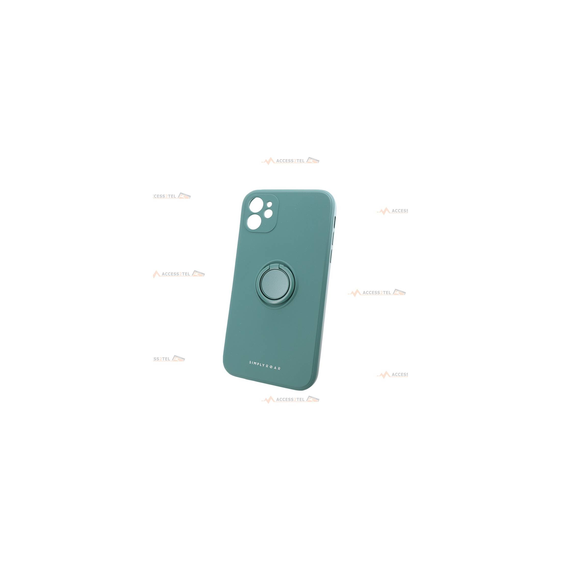 coque verte en silicone avec anneau pour iphone 11