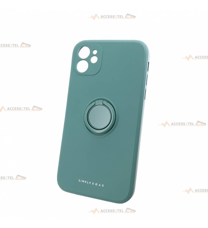 coque verte en silicone avec anneau pour iphone 11