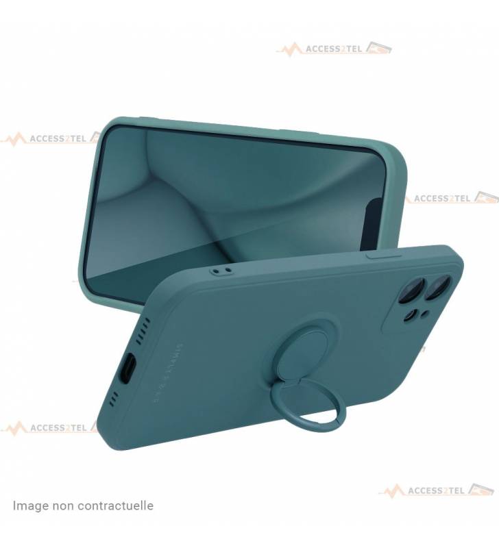 coque verte stylée avec anneau pour iphone 11