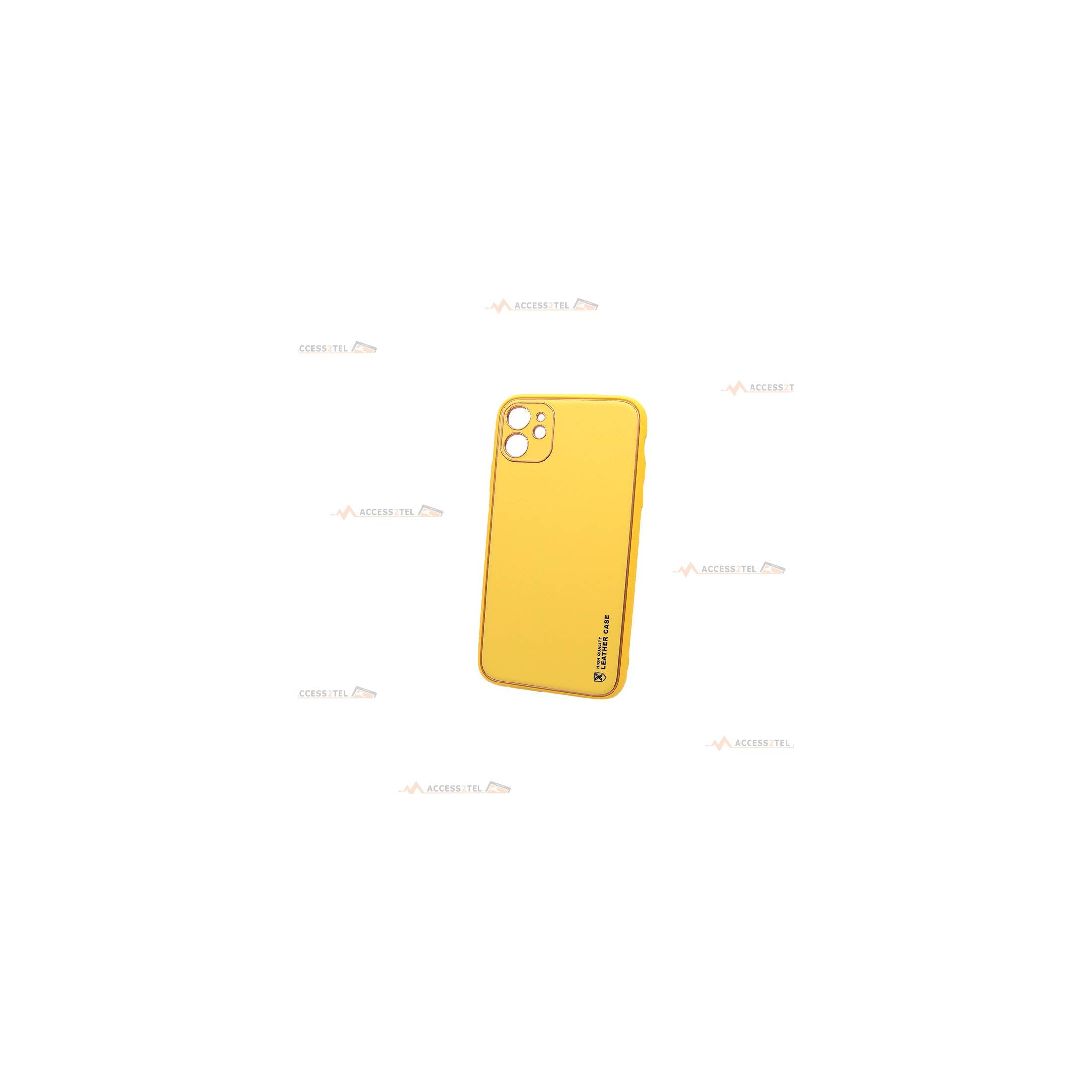 coque de téléphone jaune en cuir pour iphone 11