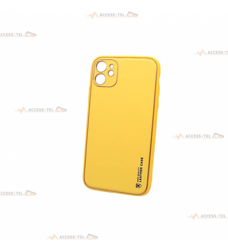 coque de téléphone jaune en cuir pour iphone 11