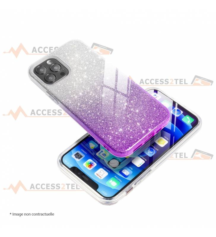 coque renforcée pour iphone 11 pro paillettes dégradé violet smartphone