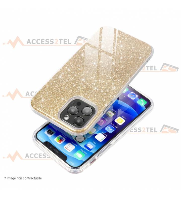 coque renforcée pour iphone 11 pro paillettes dorée smartphone