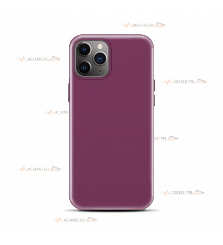 coque pour iphone 11 Pro max en silicone soft touch et intérieur microfibre prune