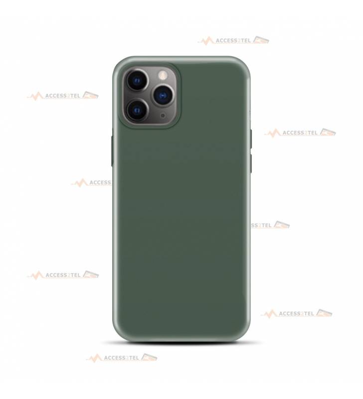 coque pour iphone 11 Pro max en silicone soft touch et intérieur microfibre vert de gris