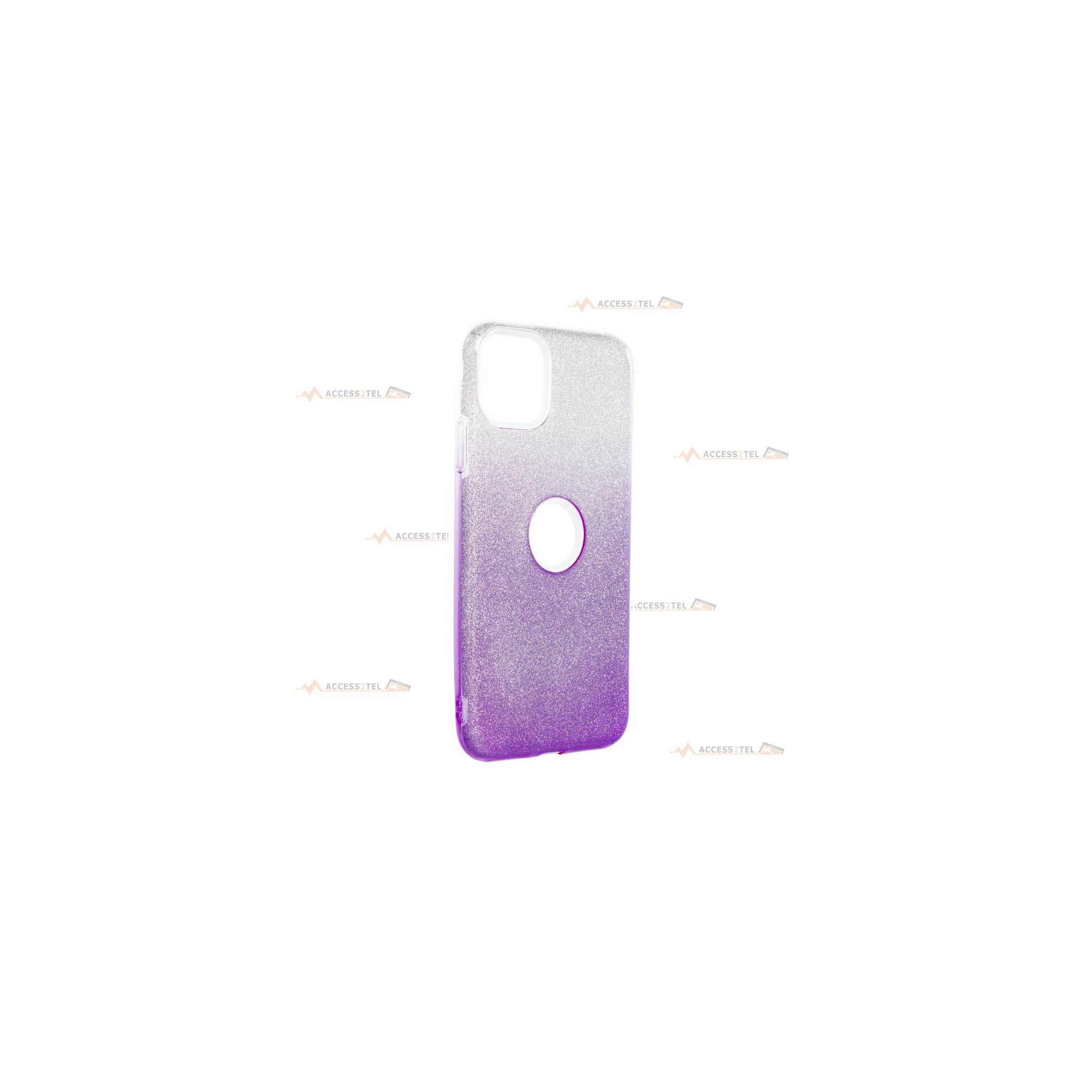 coque renforcée pour iphone 11 pro max paillettes dégradé violet