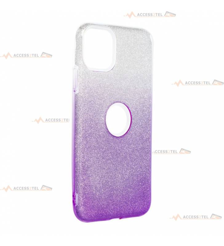 coque renforcée pour iphone 11 pro max paillettes dégradé violet