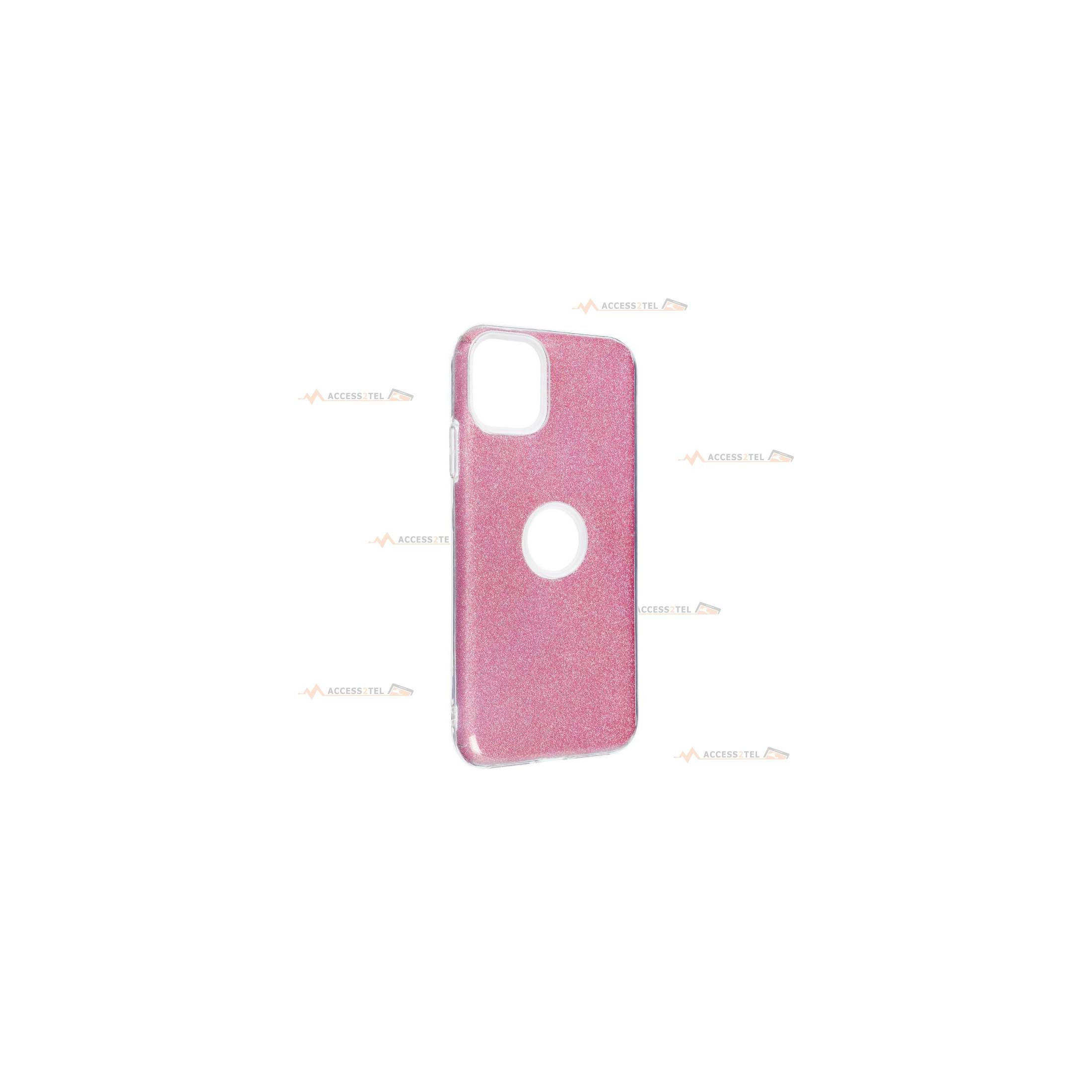 coque renforcée pour iphone 11 pro max paillettes rose