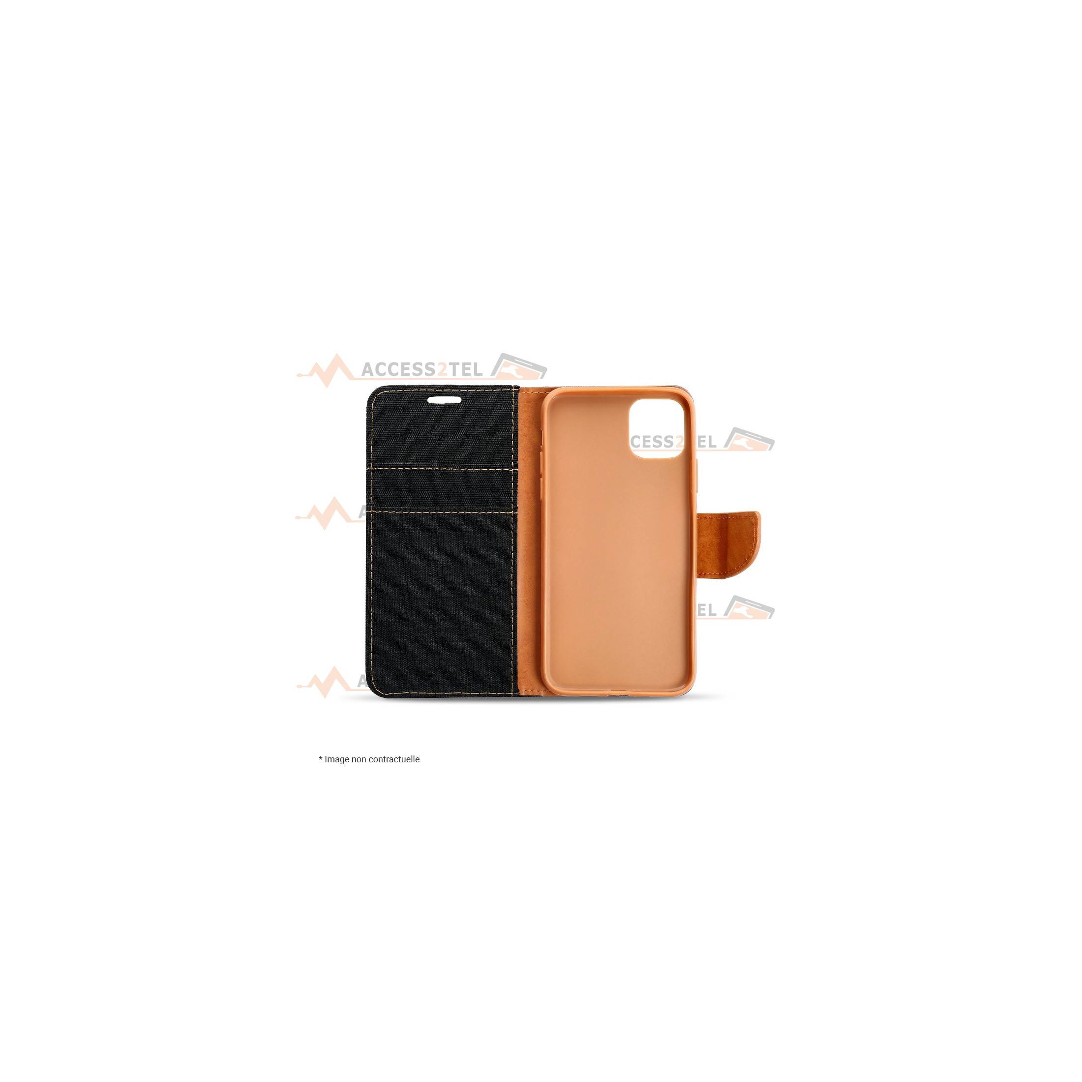étui pour iphone 11 pro max imitation jean noir ouvert