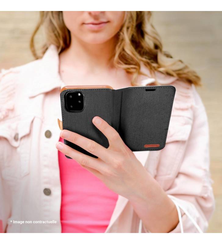 étui pour iphone 11 pro max imitation jean noir tenu