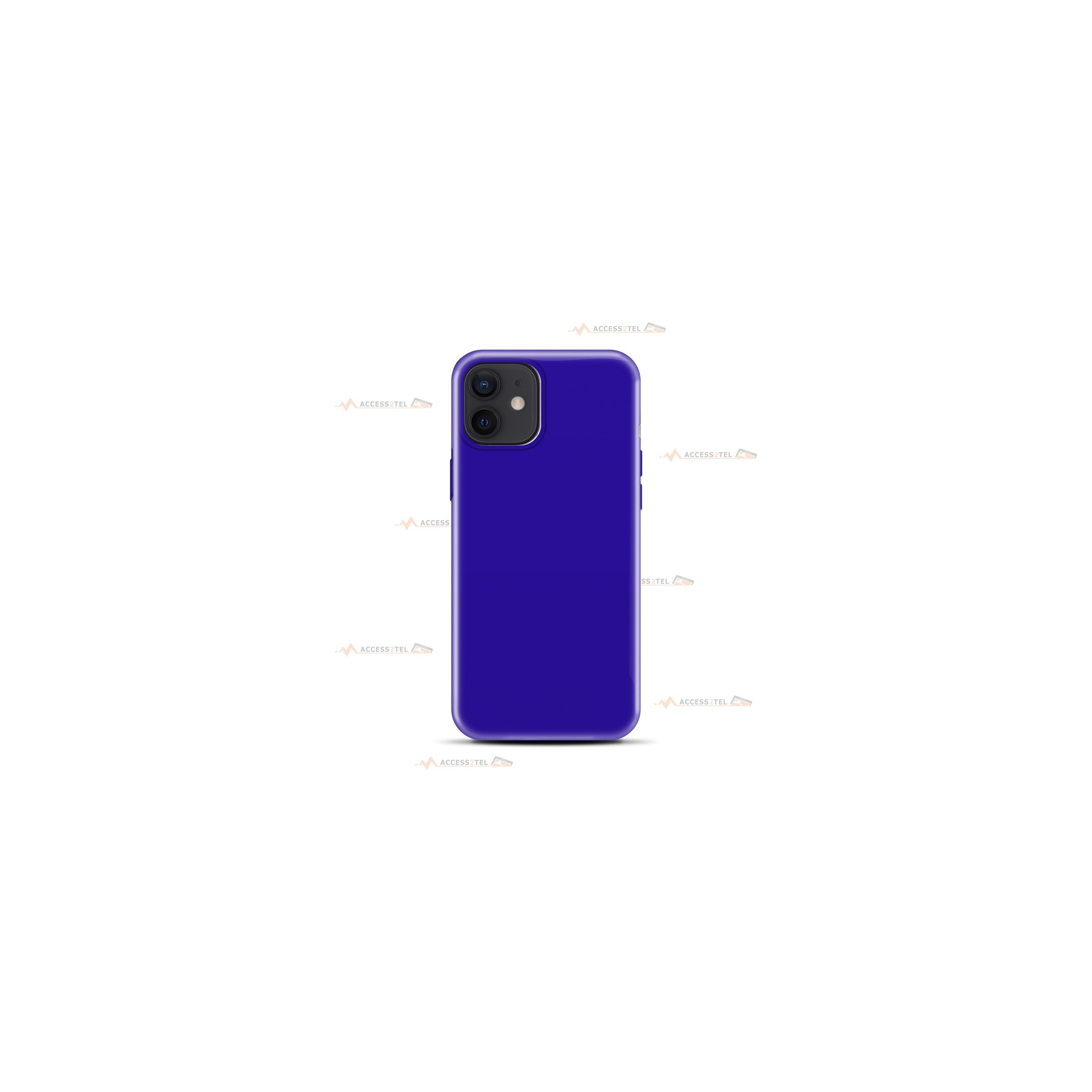 coque pour iPhone 12 Mini en silicone soft touch et intérieur microfibre bleu électrique