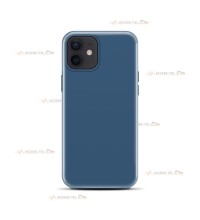 coque pour iPhone 12 Mini en silicone soft touch et intérieur microfibre bleu pétrole