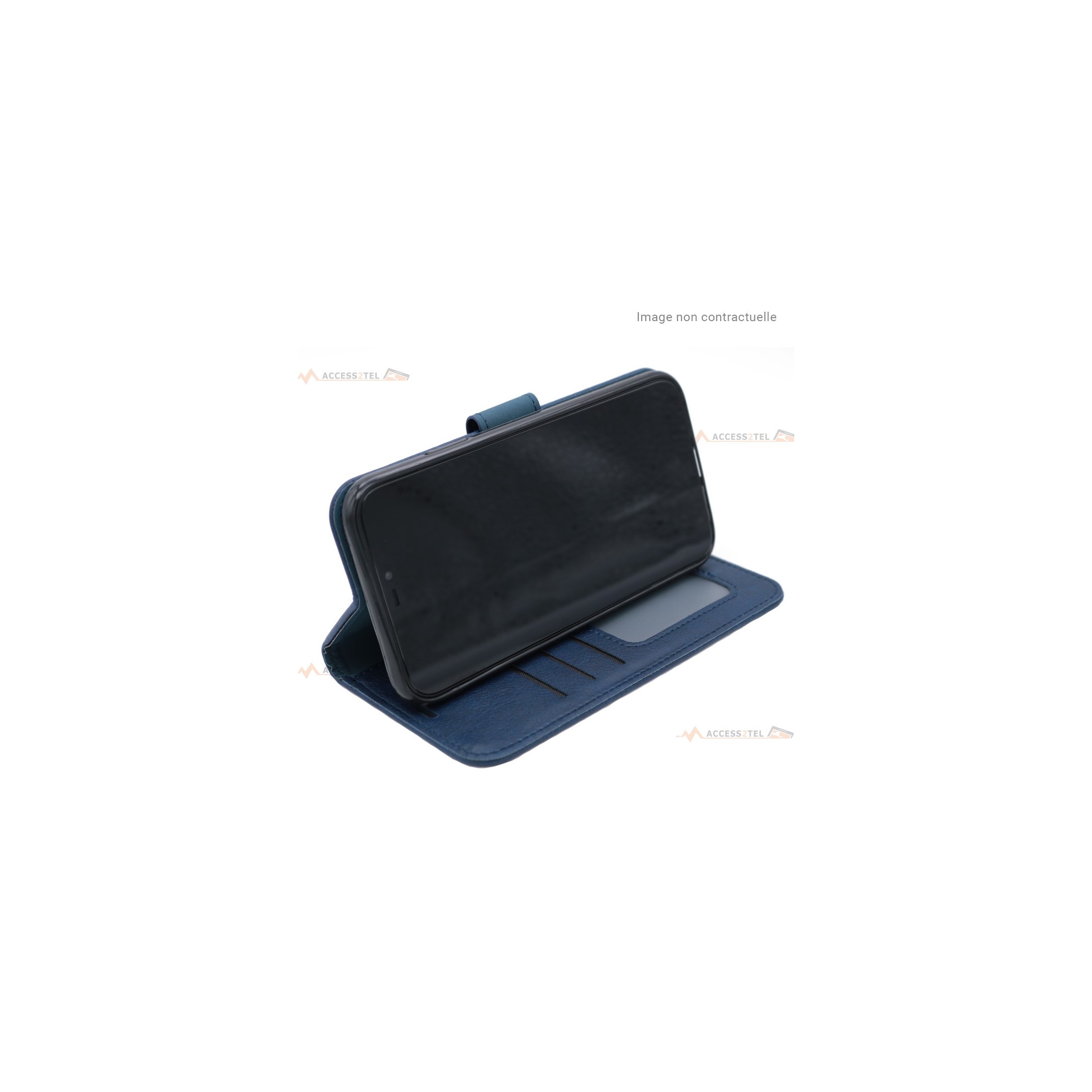 étui bleu en simili-cuir pour iphone 12 mini support