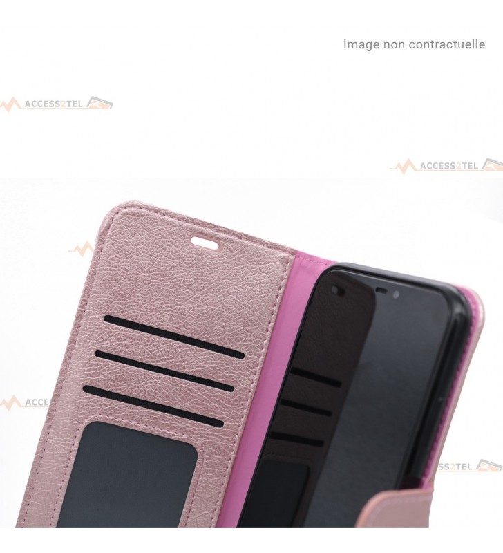 étui rose en simili-cuir pour iphone 12 mini intérieur