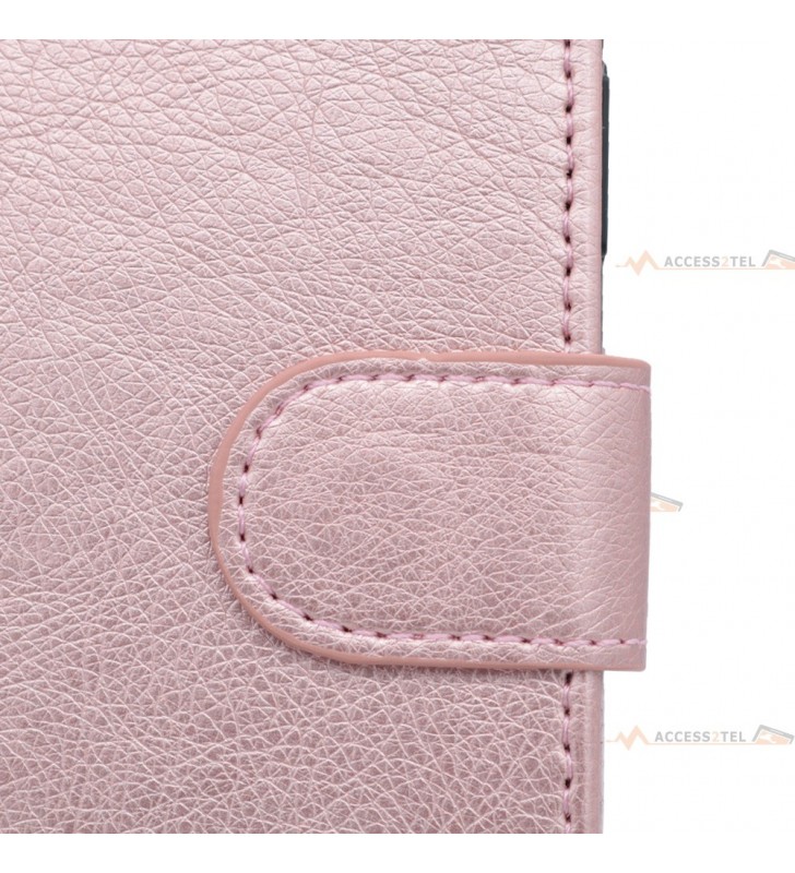 étui rose en simili-cuir pour iphone 12 mini fermoir