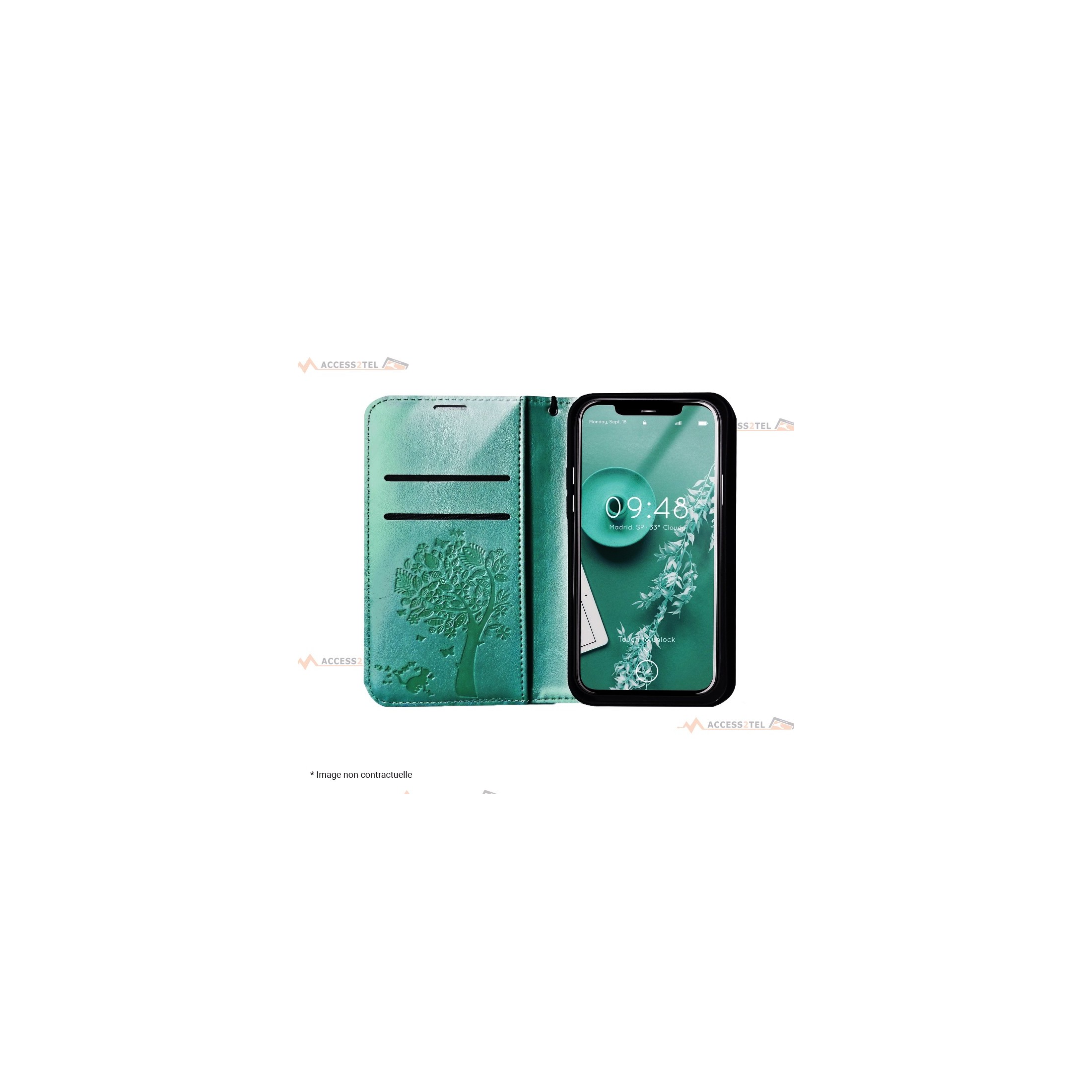 étui pour iphone 12 mini arbre vert ouvert