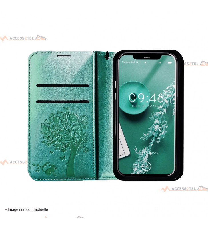 étui pour iphone 12 mini arbre vert ouvert