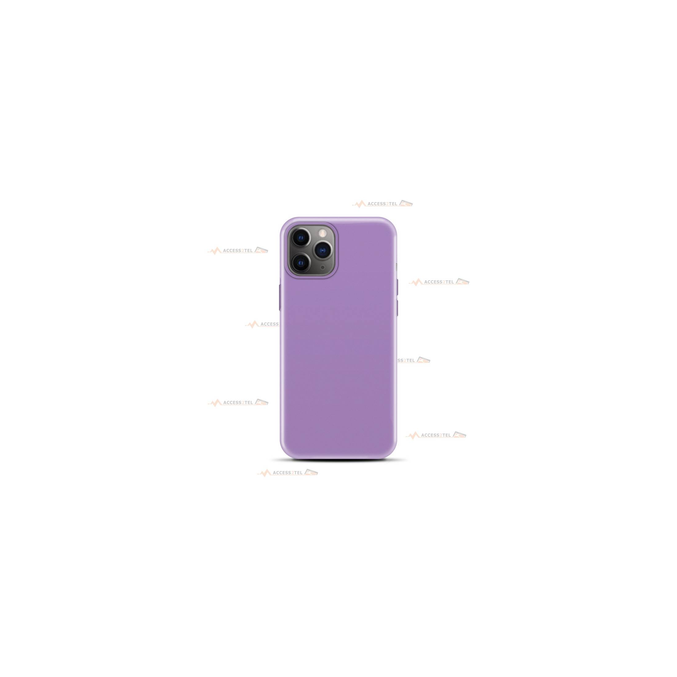 coque pour iPhone 12/12 Pro en silicone soft touch et intérieur microfibre violet lilas