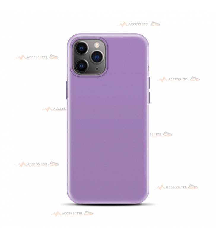 coque pour iPhone 12/12 Pro en silicone soft touch et intérieur microfibre violet lilas