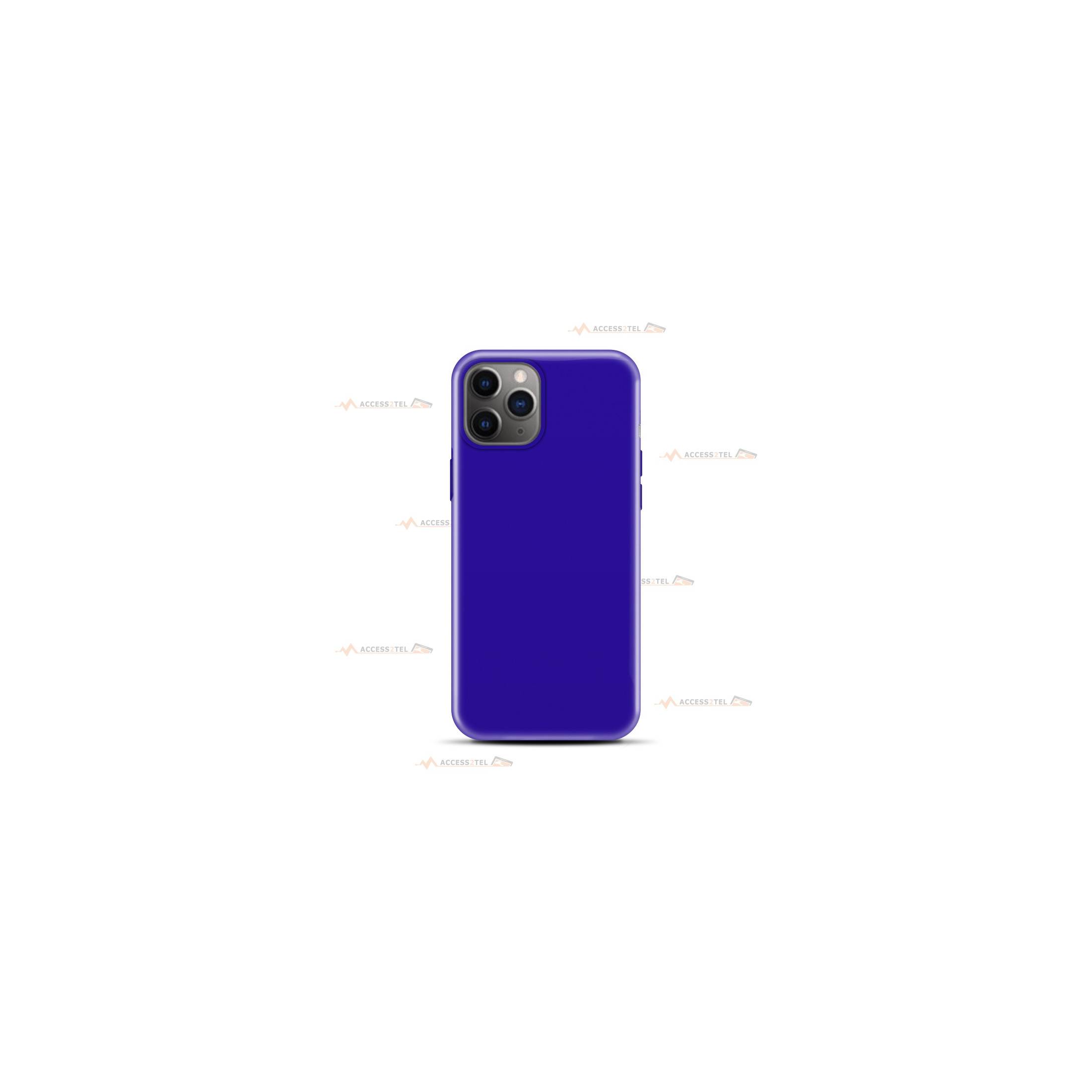 coque pour iphone 12 et iphone 12 pro en silicone soft touch et intérieur microfibre bleu électrique