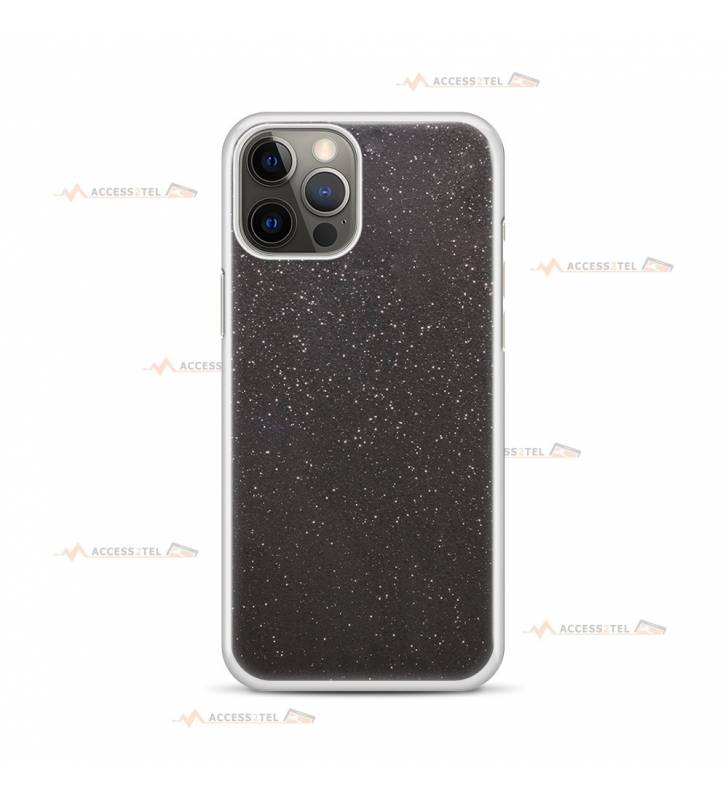 coque pour iphone 12 et iphone 12 pro paillettes noire