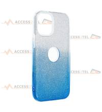 coque renforcée pour iphone 12 et iphone 12 pro paillettes dégradé bleu