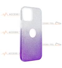 coque renforcée pour iphone 12 et iphone 12 pro paillettes dégradé violet