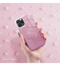 coque renforcée pour iphone 12 et iphone 12 pro paillettes rose dos