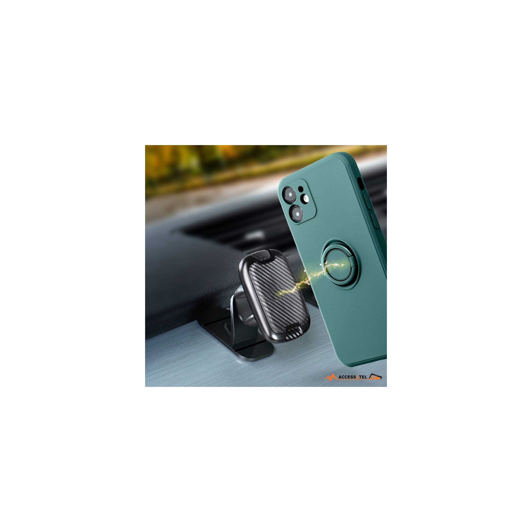 coque verte avec anneau pour iphone 12 et iphone 12 pro aimant voiture