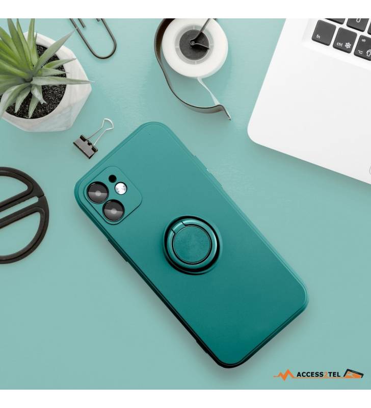 coque verte avec anneau pour iphone 12 et iphone 12 pro bureau