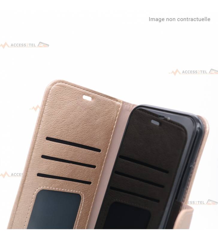 étui doré en simili-cuir pour iphone 12 et iphone 12 pro intérieur