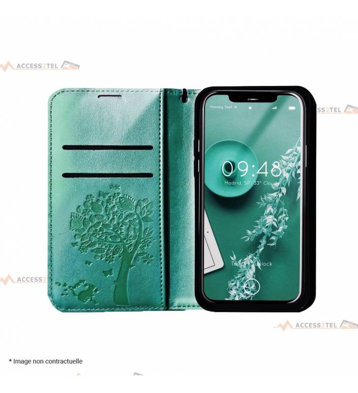 étui pour iphone 12 et iphone 12 pro arbre vert ouvert