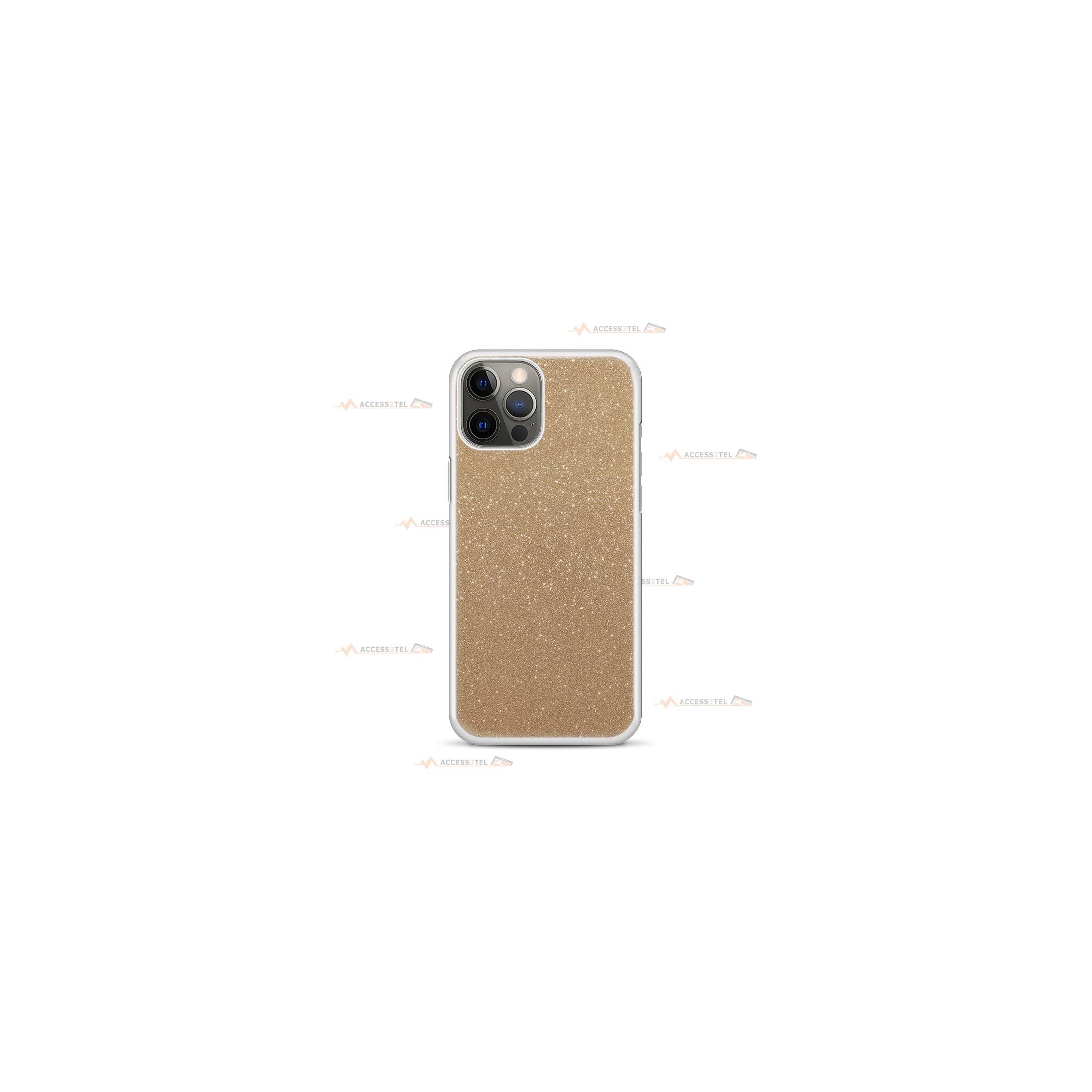 coque pour iphone 12 pro max paillettes dorée