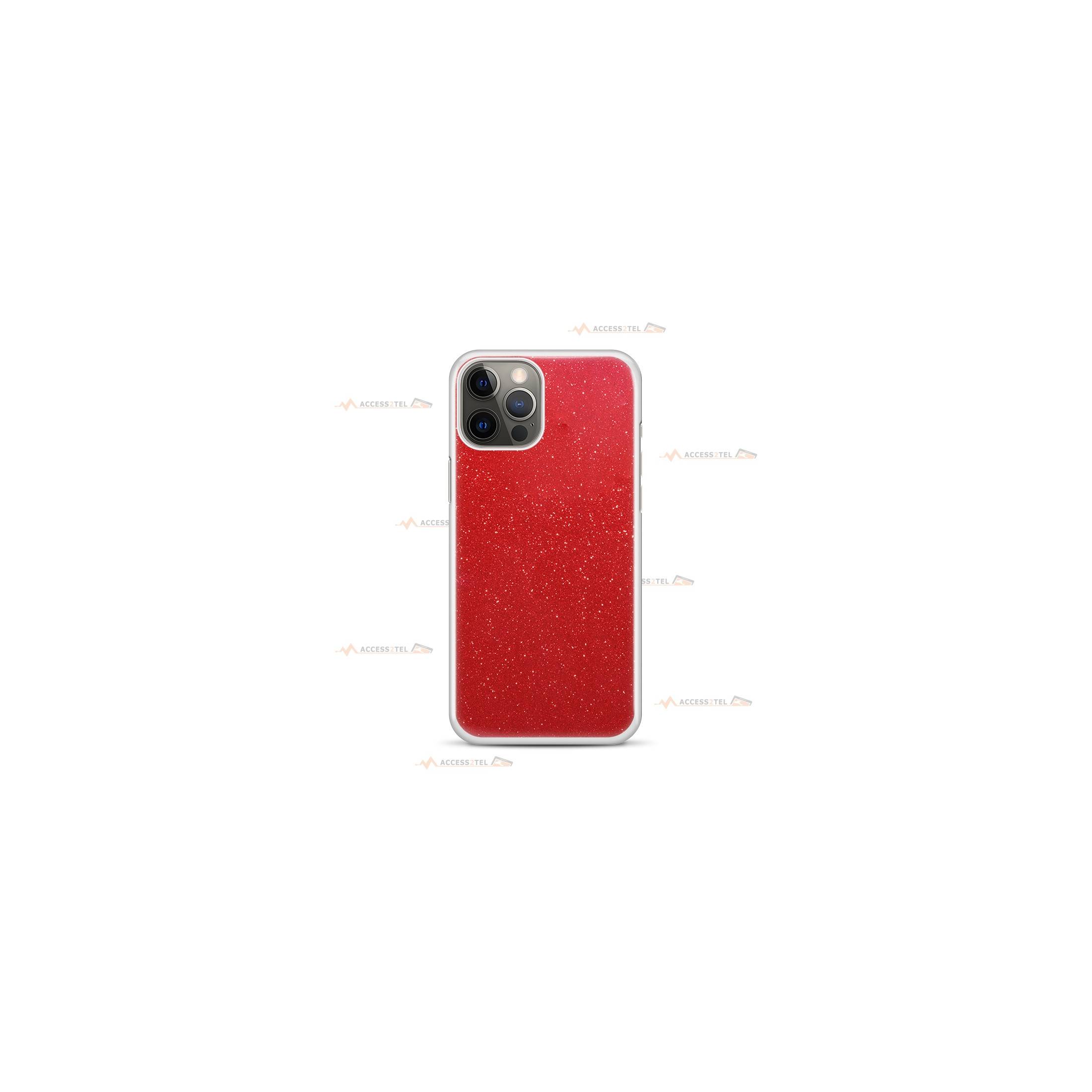 coque pour iphone 12 pro max paillettes rouge