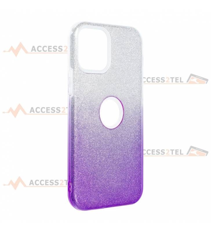 coque renforcée pour iphone 12 pro max paillettes dégradé violet