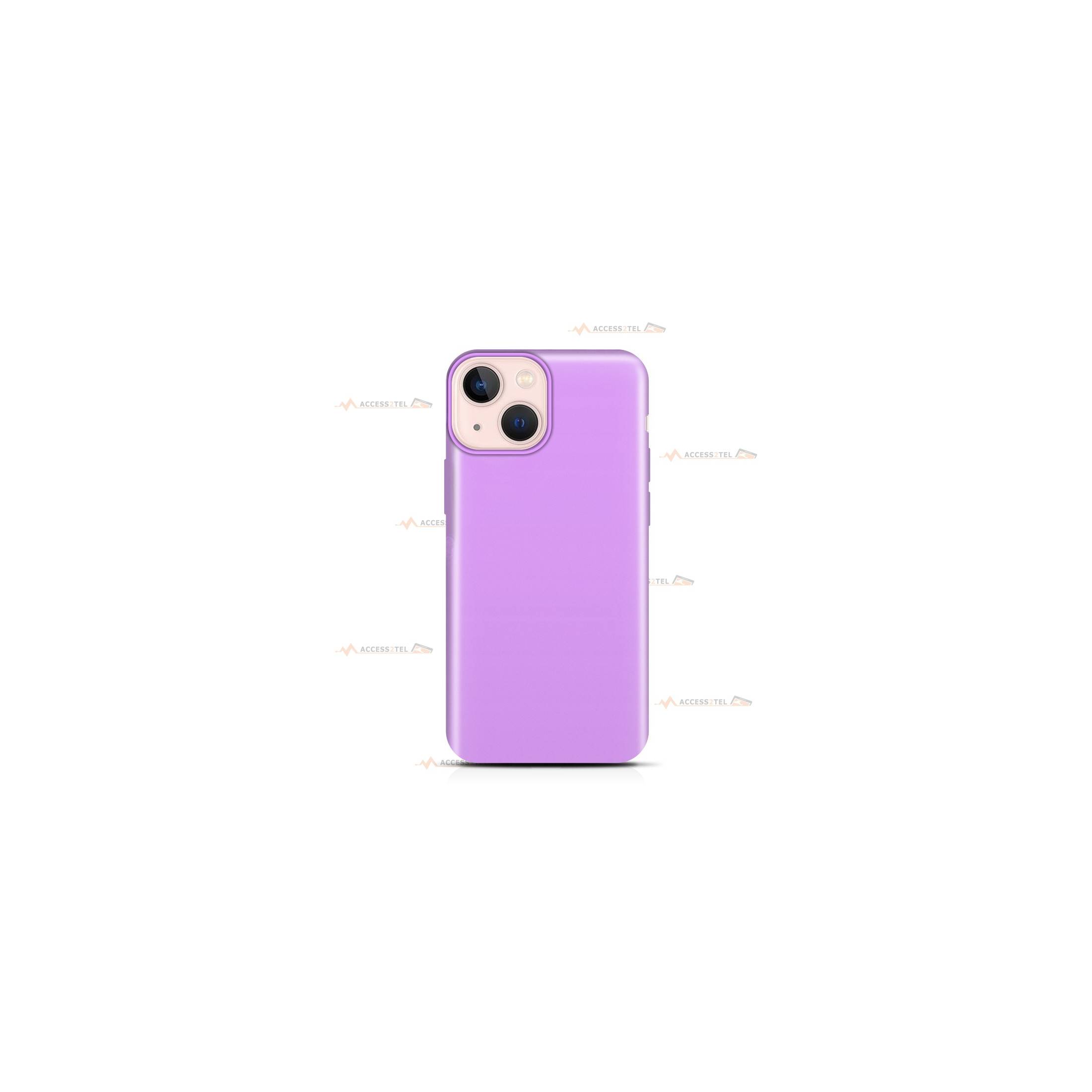 coque pour iPhone 13 Mini en silicone soft touch et intérieur microfibre mauve