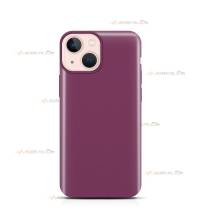 coque pour iphone 13 mini en silicone soft touch et intérieur microfibre prune