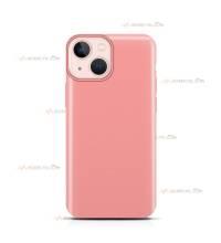 coque pour iPhone 13 Mini en silicone soft touch et intérieur microfibre rose dragée