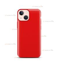 coque pour iphone 13 mini en silicone soft touch et intérieur microfibre rouge